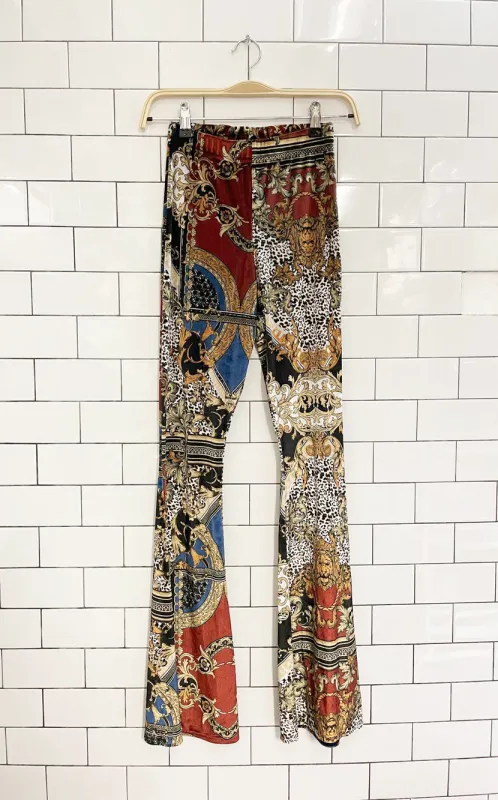 UO scarf print velvet flare pant sold by Good Market Thrift Store