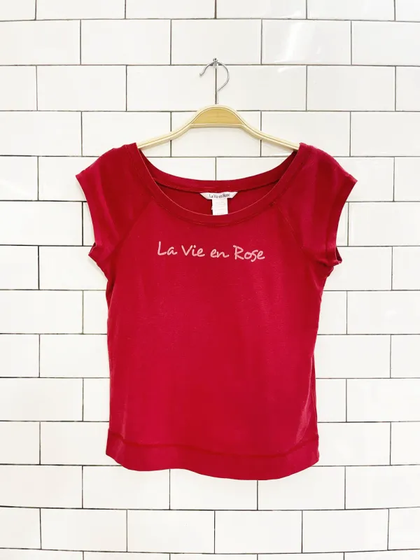 y2k la vie en rose cap sleeve tee sold by Good Market Thrift Store