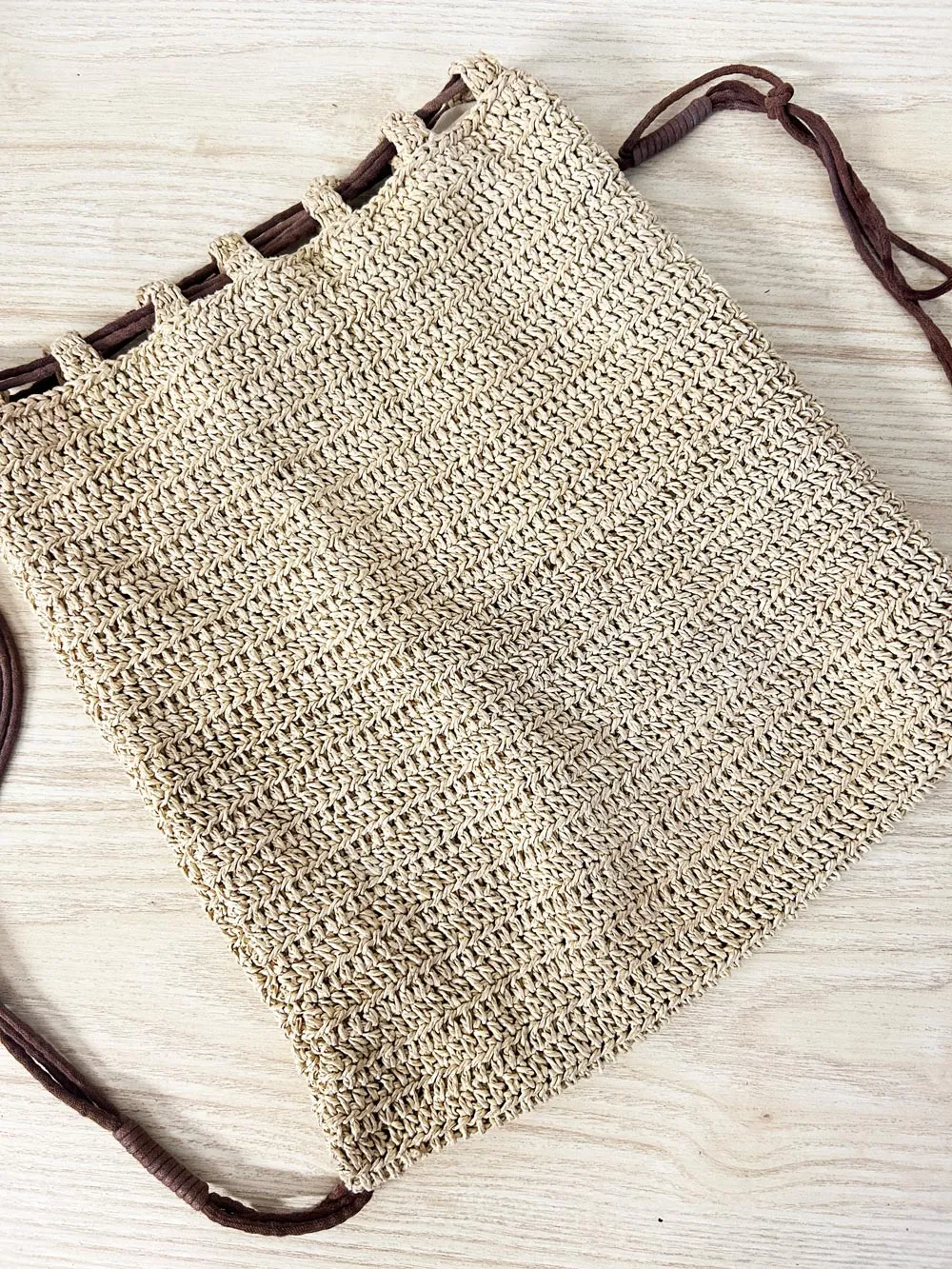 old navy straw drawstring backpack sold by Good Market Thrift Store product image thumbnail 3