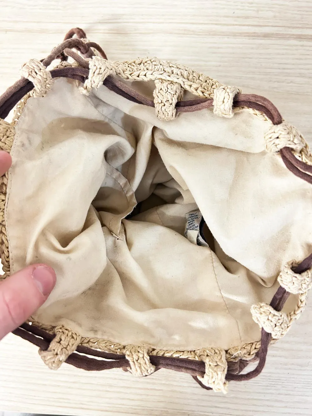 old navy straw drawstring backpack sold by Good Market Thrift Store product image thumbnail 4