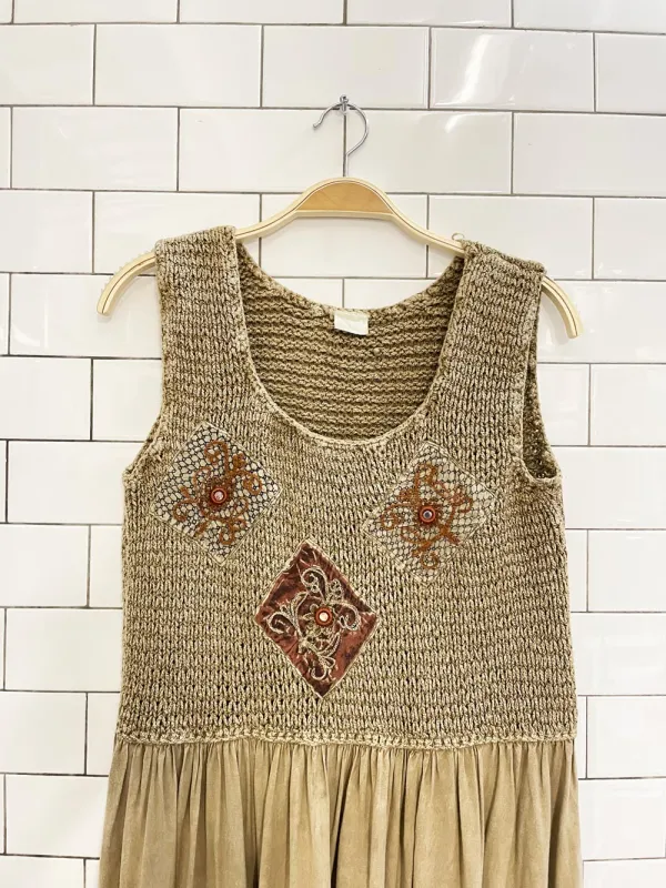 vintage knit top boho midi dress sold by Good Market Thrift Store