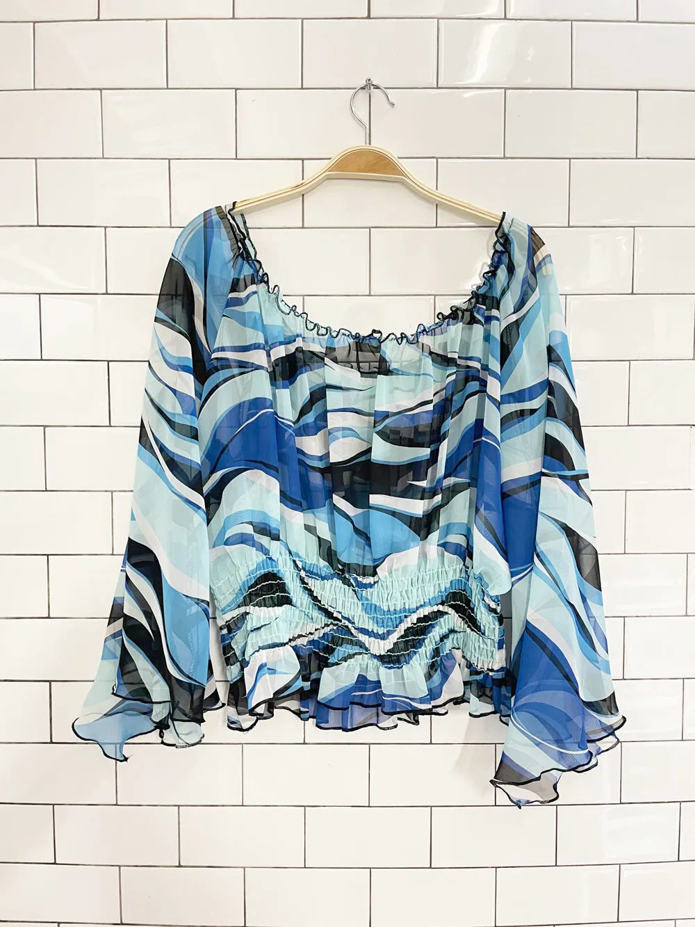 vintage assa USA boho chiffon bell sleeve blouse sold by Good Market Thrift Store product image thumbnail 5