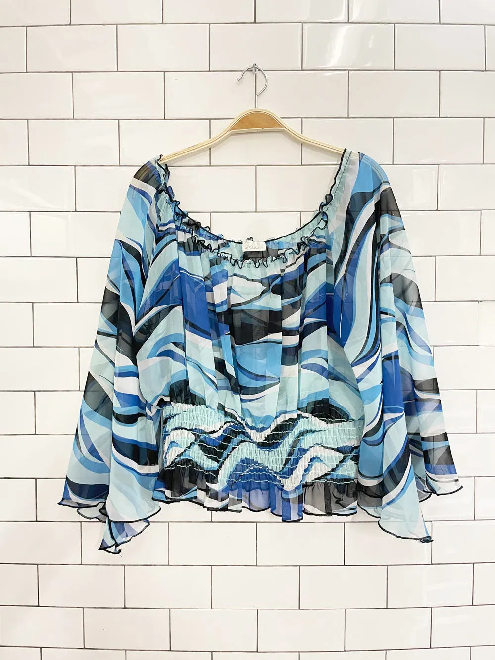 vintage assa USA boho chiffon bell sleeve blouse sold by Good Market Thrift Store