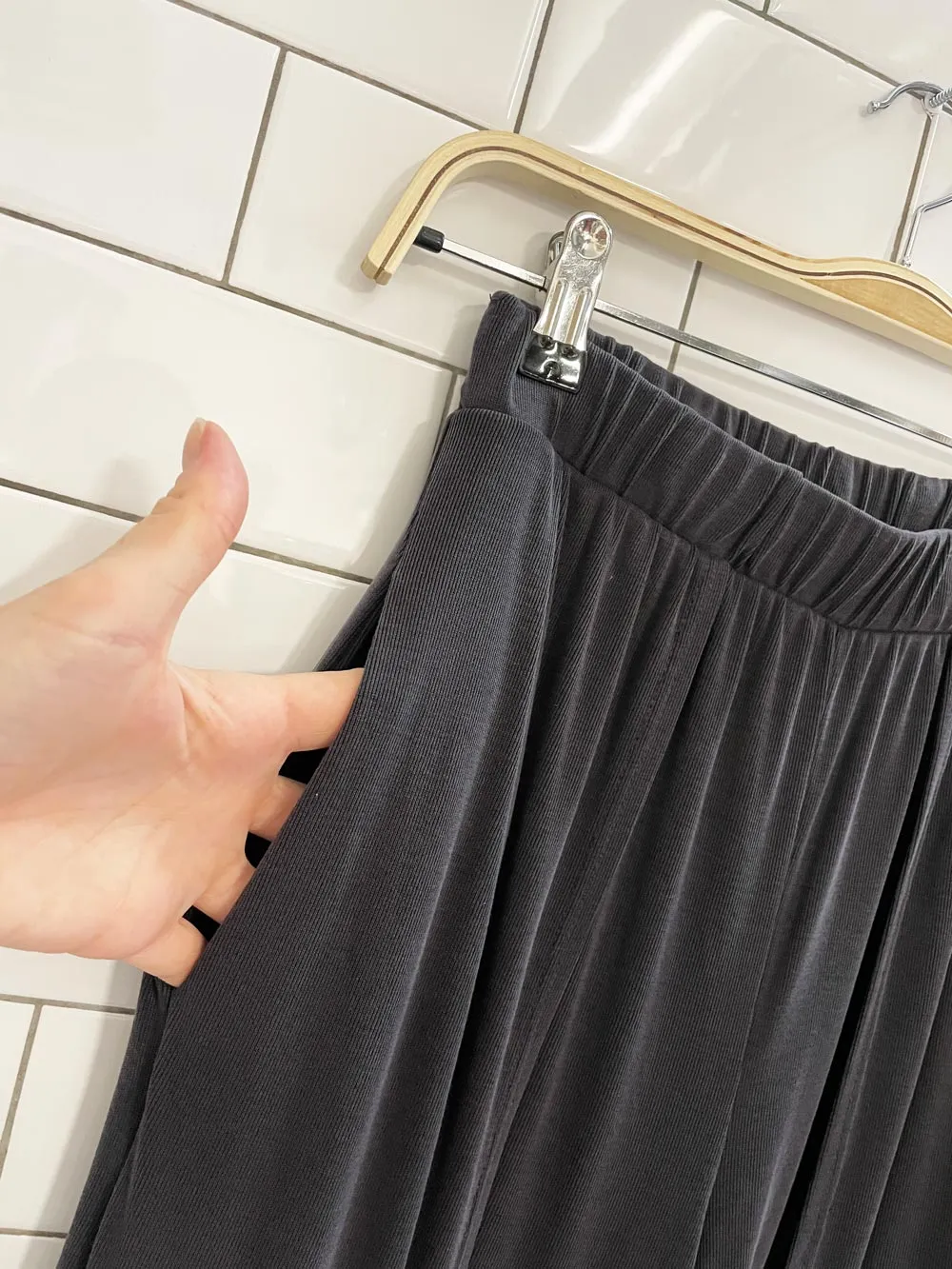 by together yogi wrap wide leg flowy pants | made in USA sold by Good Market Thrift Store product image thumbnail 2