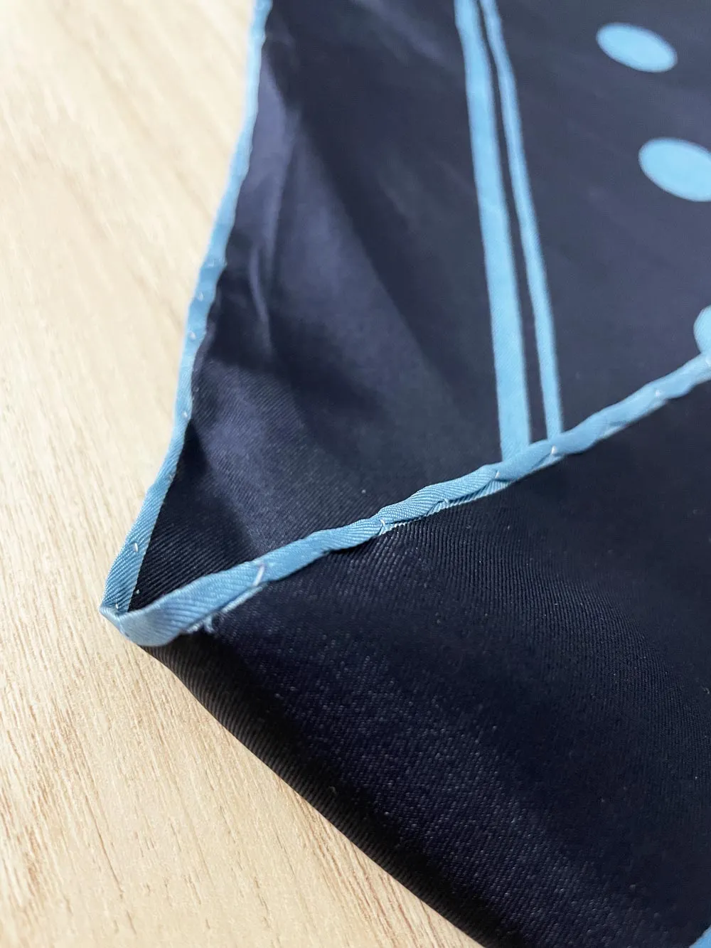 vintage silk hand-rolled edge blue polka dot scarf sold by Good Market Thrift Store product image thumbnail 3