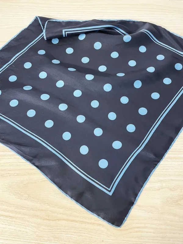 vintage silk hand-rolled edge blue polka dot scarf sold by Good Market Thrift Store