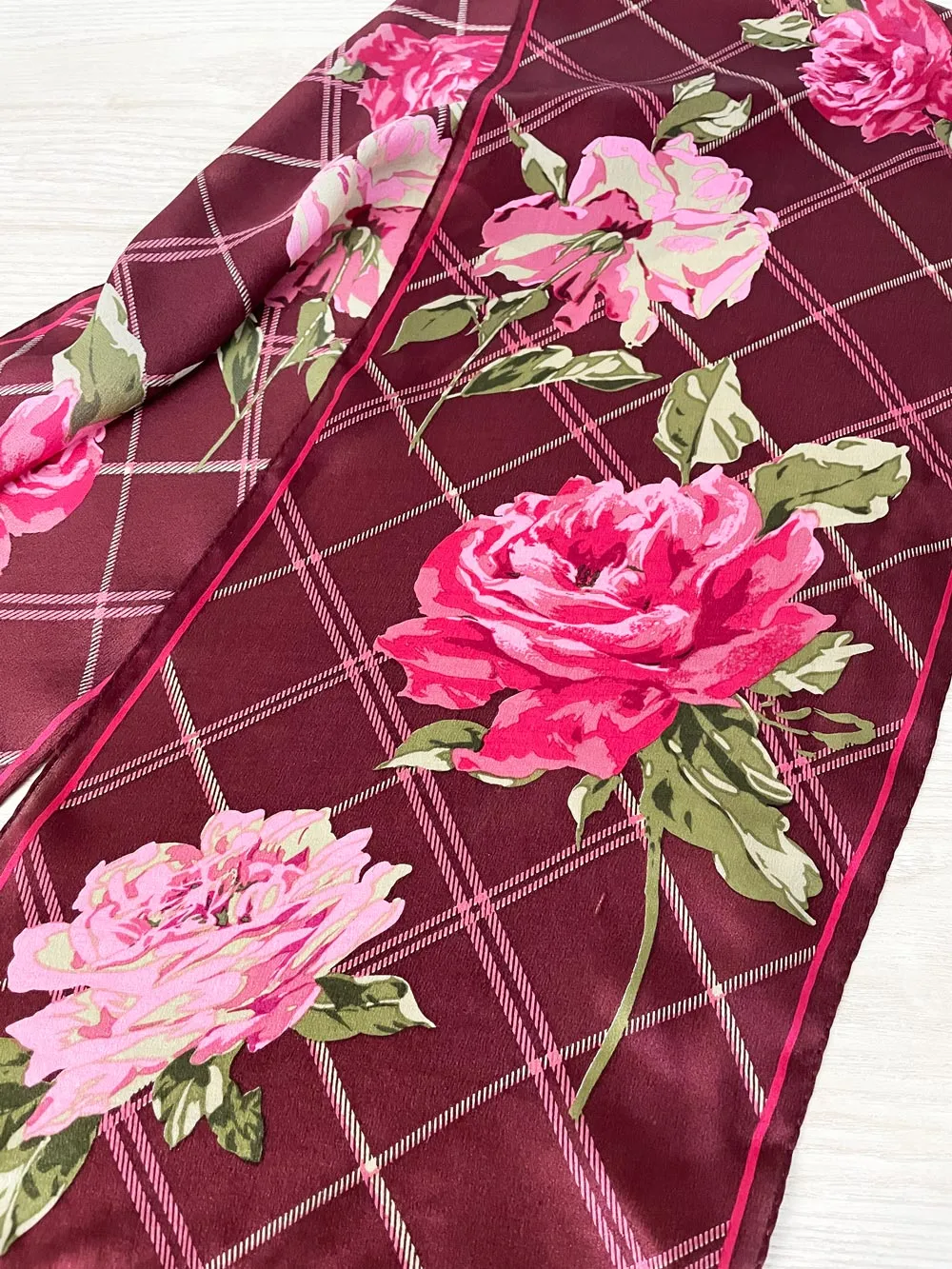 vintage jones new york silk hand-rolled edge rose scarf sold by Good Market Thrift Store product image thumbnail 3