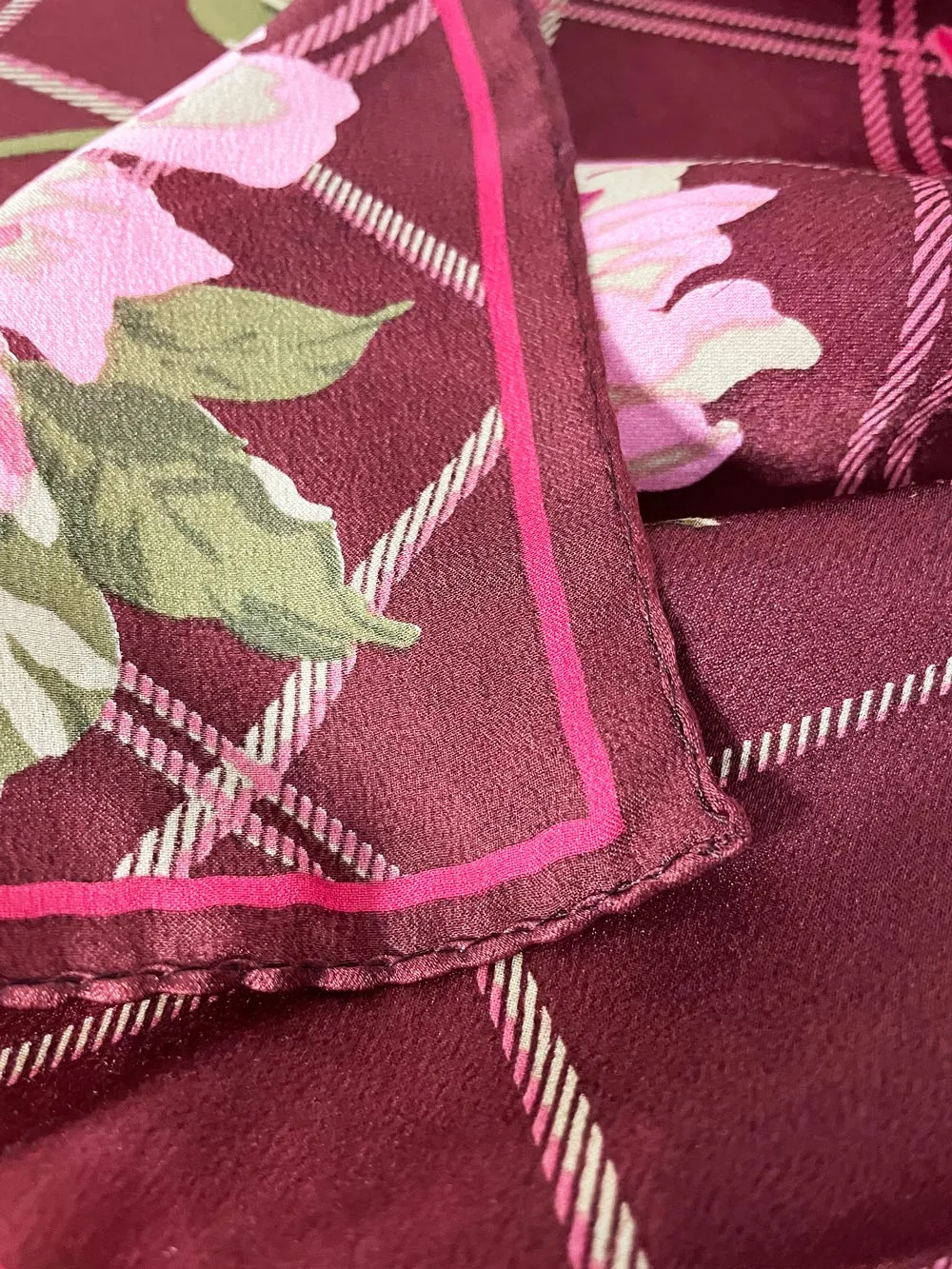 vintage jones new york silk hand-rolled edge rose scarf sold by Good Market Thrift Store product image thumbnail 4