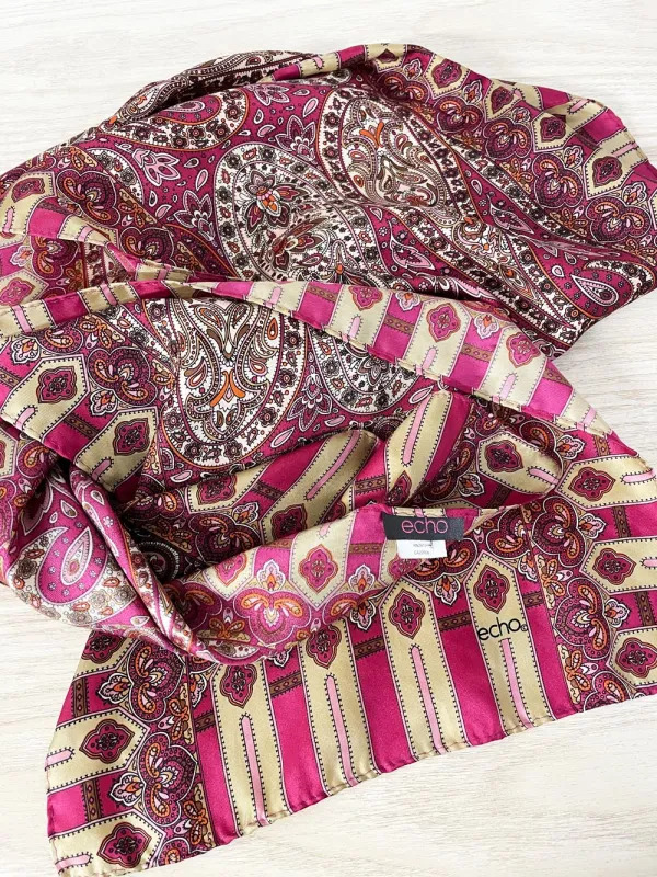 vintage echo silk paisley long scarf sold by Good Market Thrift Store