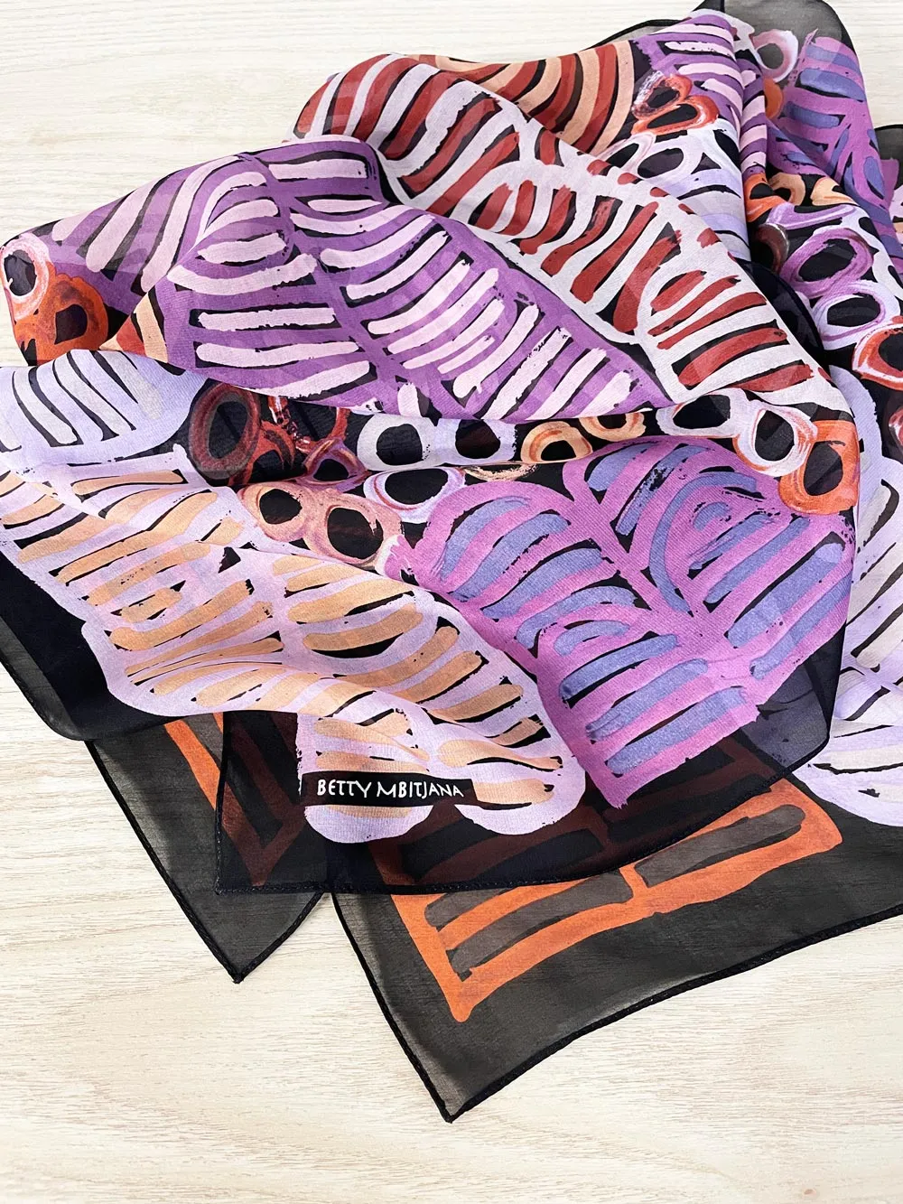 vintage betty mbitjana silk chiffon art scarf sold by Good Market Thrift Store