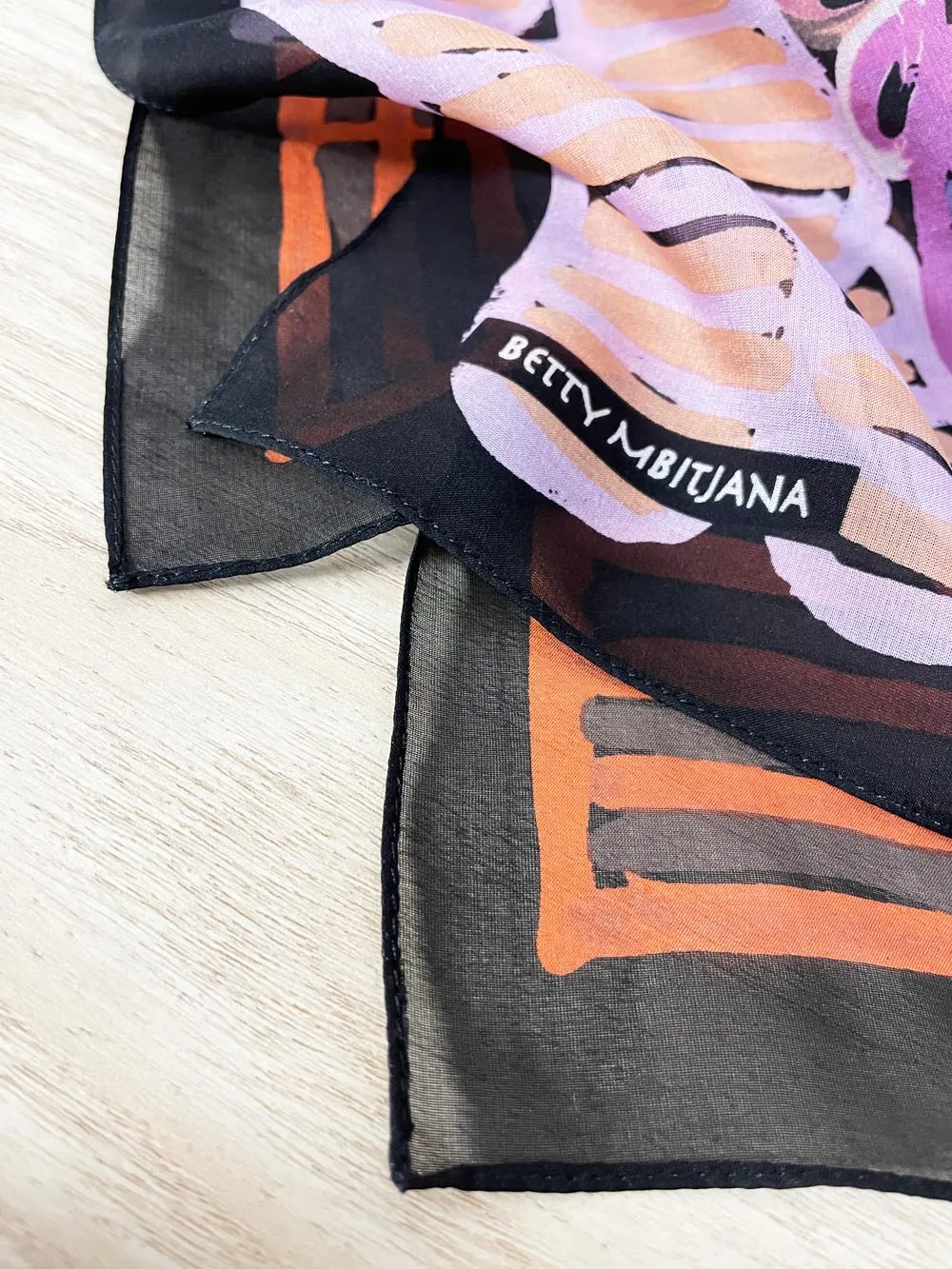 vintage betty mbitjana silk chiffon art scarf sold by Good Market Thrift Store product image thumbnail 2