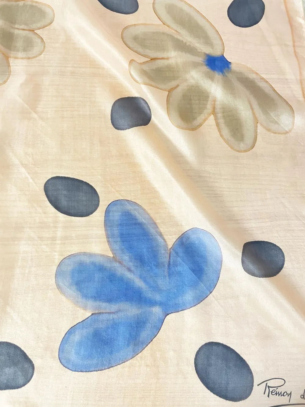vintage remoy d'urville silk chiffon hand-painted scarf sold by Good Market Thrift Store product image thumbnail 4