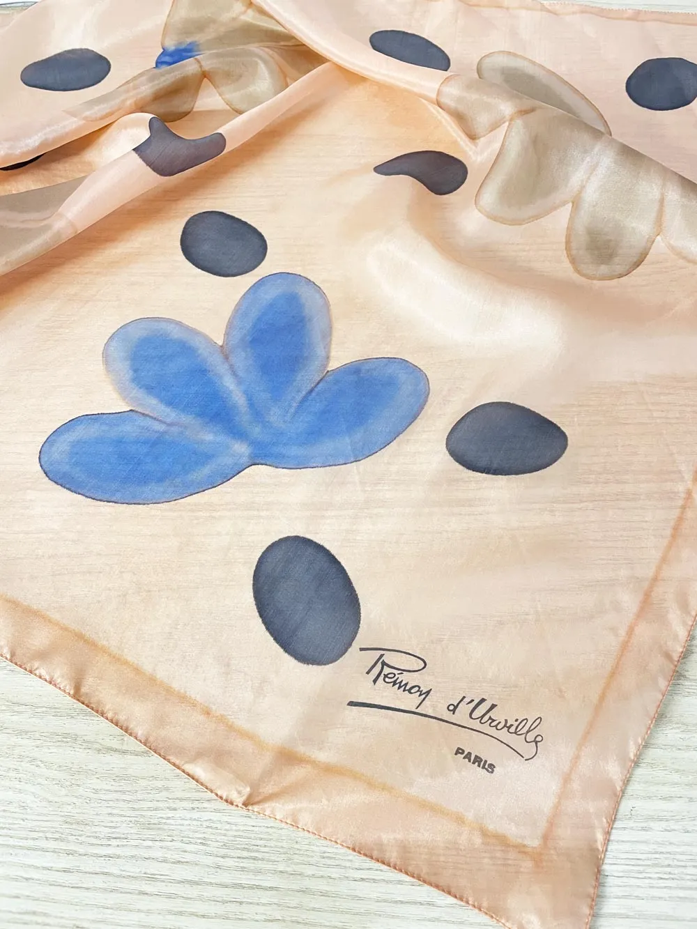 vintage remoy d'urville silk chiffon hand-painted scarf sold by Good Market Thrift Store