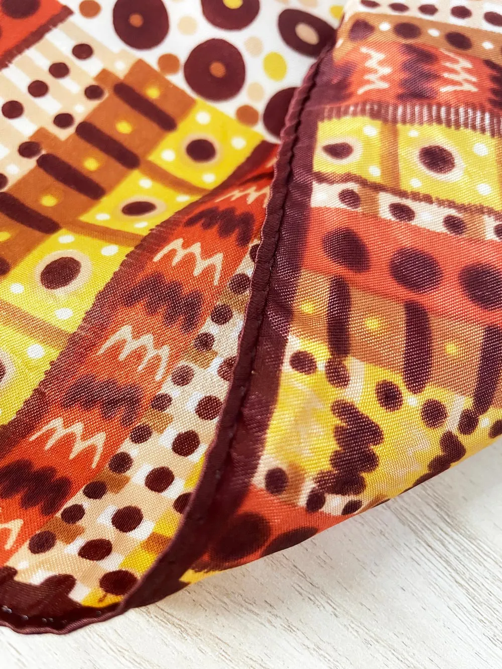 vintage satin hand-rolled edge earth art scarf sold by Good Market Thrift Store product image thumbnail 3