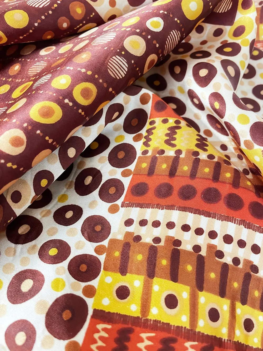 vintage satin hand-rolled edge earth art scarf sold by Good Market Thrift Store product image thumbnail 2