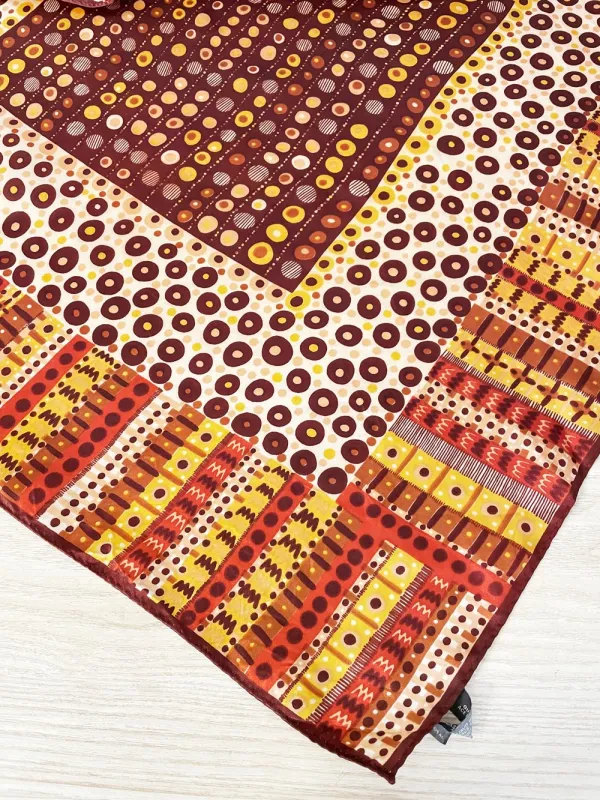 vintage satin hand-rolled edge earth art scarf sold by Good Market Thrift Store