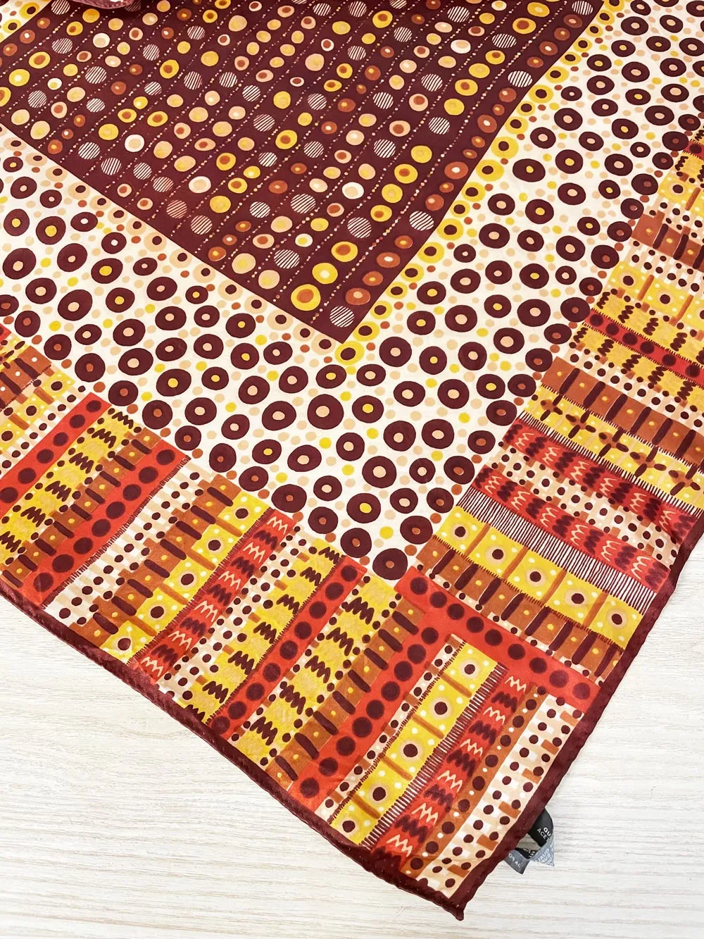 vintage satin hand-rolled edge earth art scarf sold by Good Market Thrift Store