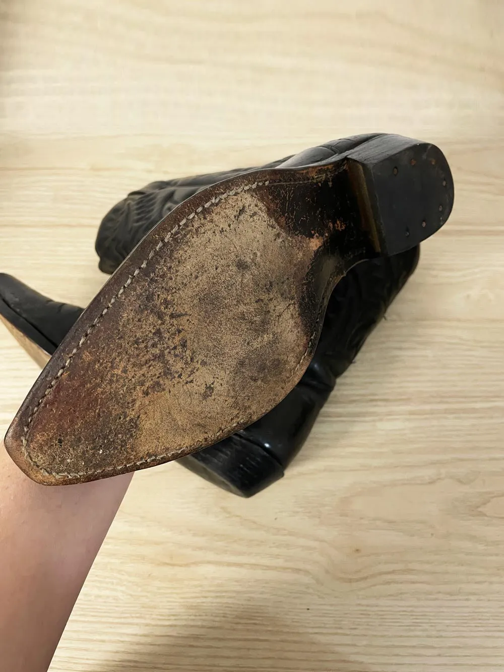 vintage goodyear welt leather cowboy boots sold by Good Market Thrift Store product image thumbnail 5