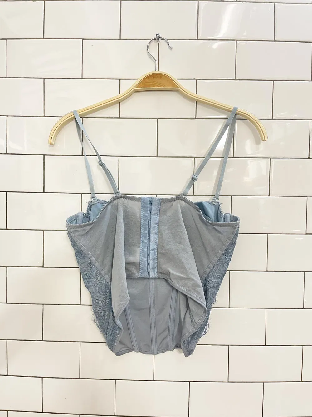 garage dusty sky lace bustier corset sold by Good Market Thrift Store product image thumbnail 3