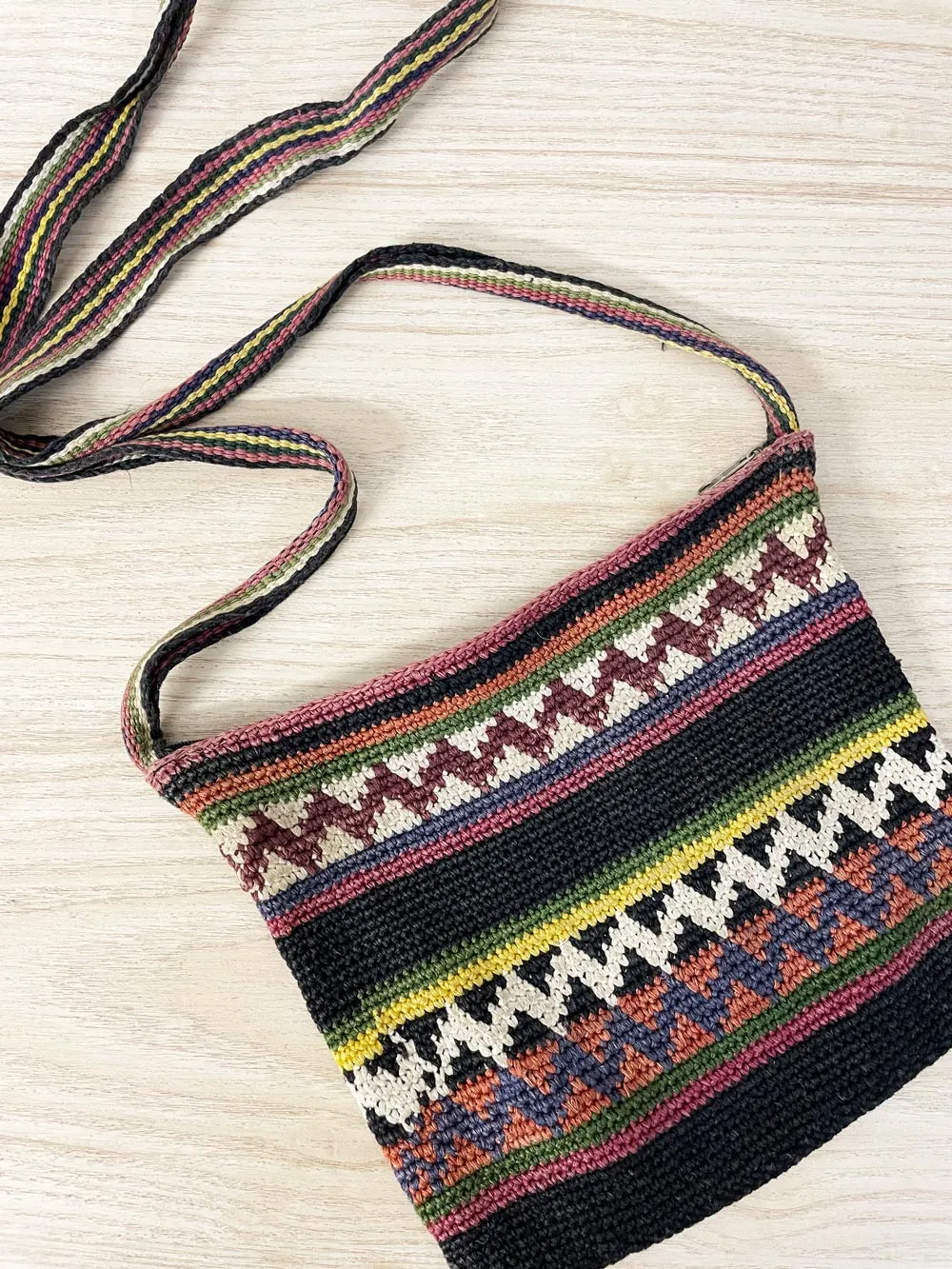 vintage 90s woven boho crossbody bag sold by Good Market Thrift Store