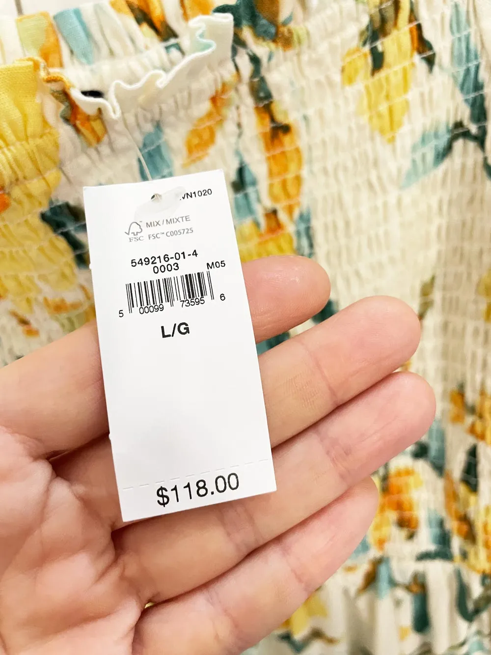 nwt gap linen-blend smocked floral midi dress sold by Good Market Thrift Store product image thumbnail 2