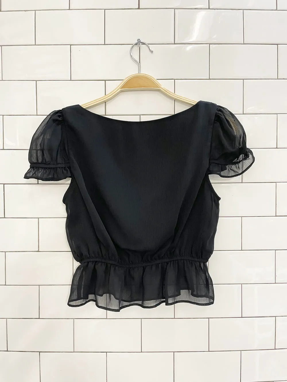 oak + fort chiffon peplum hem top sold by Good Market Thrift Store product image thumbnail 4