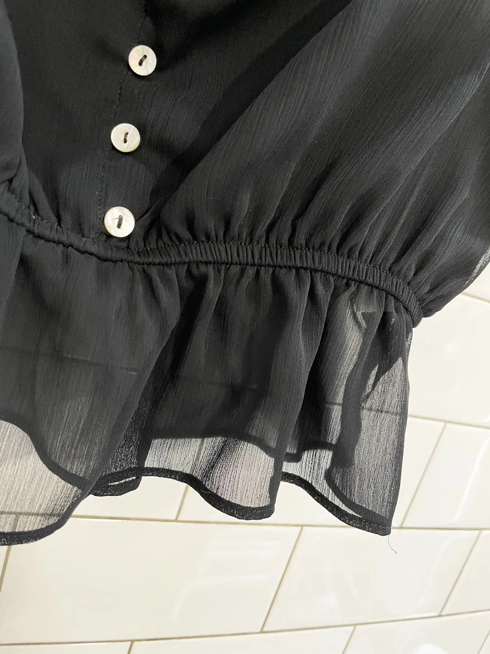 oak + fort chiffon peplum hem top sold by Good Market Thrift Store product image thumbnail 2