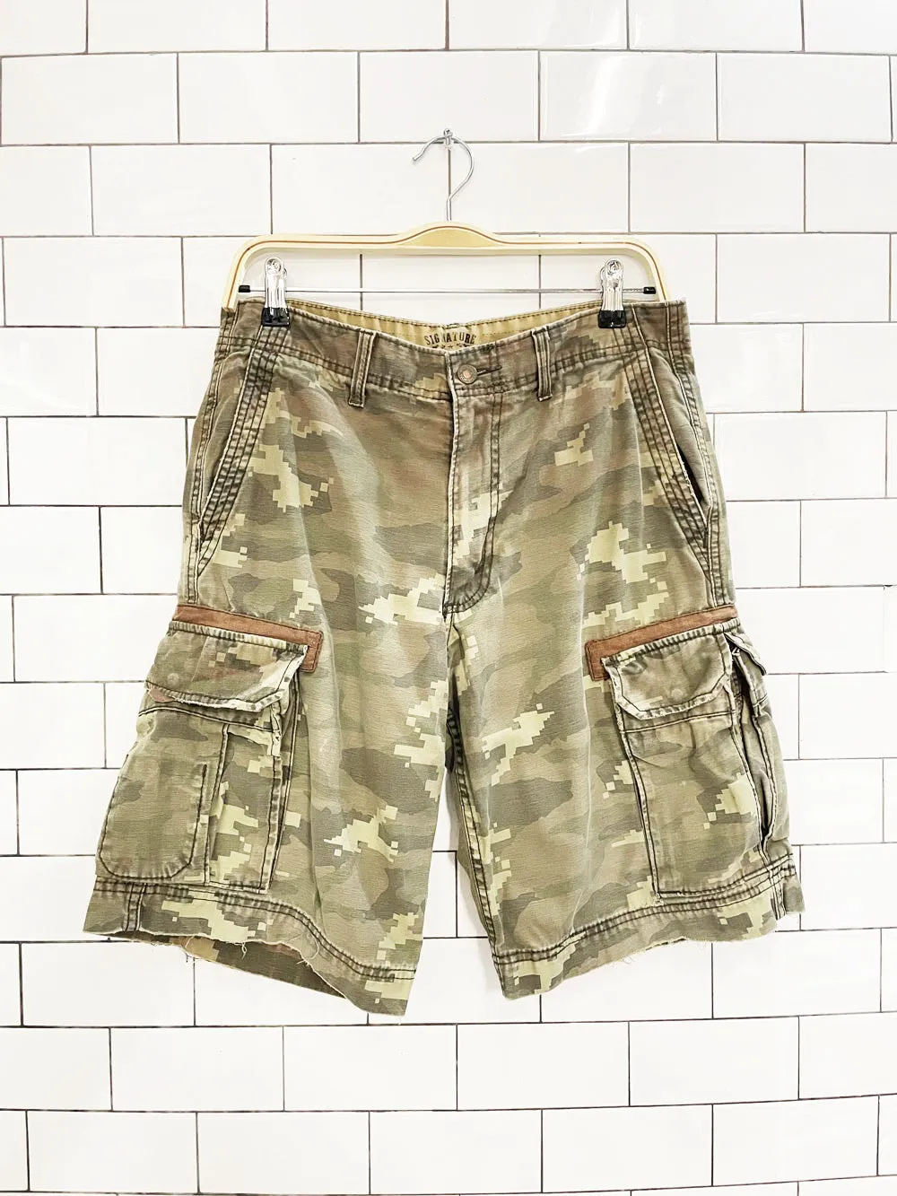 levi's pixel camo long cargo shorts sold by Good Market Thrift Store