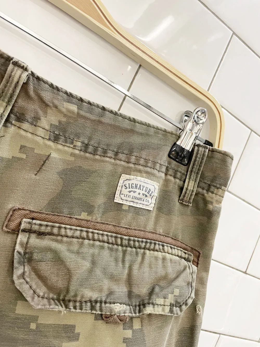levi's pixel camo long cargo shorts sold by Good Market Thrift Store product image thumbnail 2