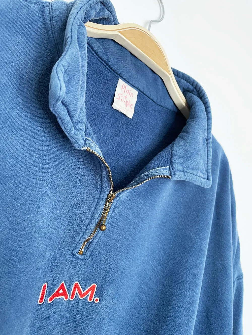 vintage 90s "I AM" canadian molson 1/4 zip faded cottage sweatshirt | plain + simple sold by Good Market Thrift Store product image thumbnail 3
