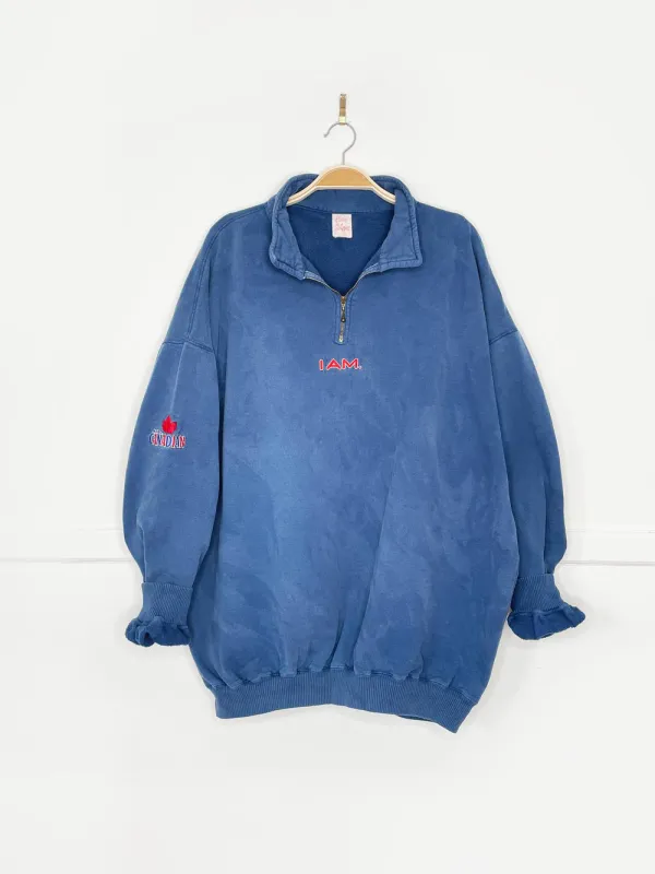 vintage 90s "I AM" canadian molson 1/4 zip faded cottage sweatshirt | plain + simple sold by Good Market Thrift Store