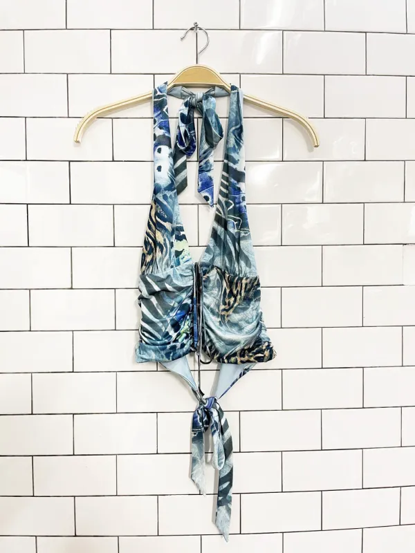 I.AM.GIA nadia halter top blue butterfly sold by Good Market Thrift Store