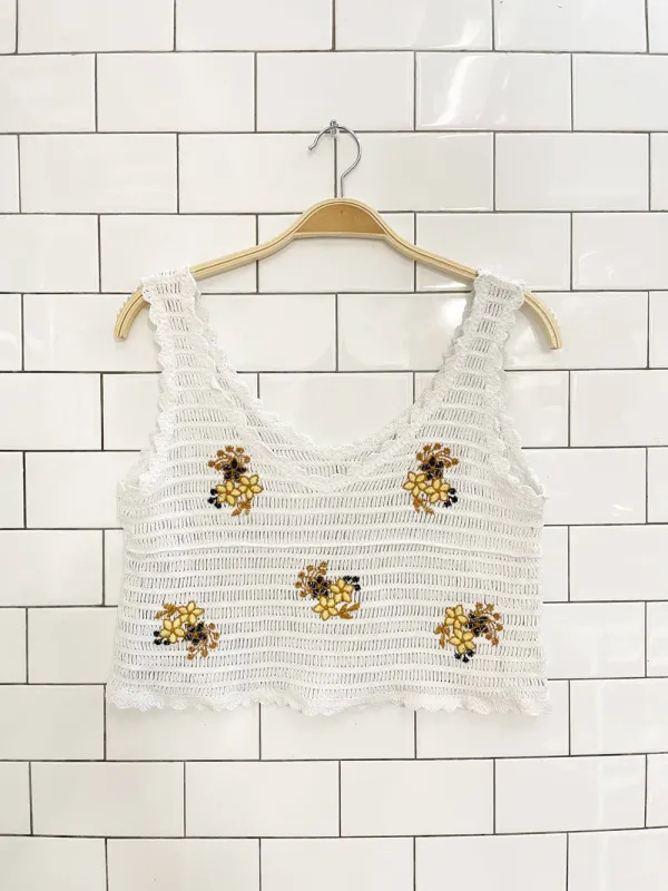 crochet floral crop tank top sold by Good Market Thrift Store