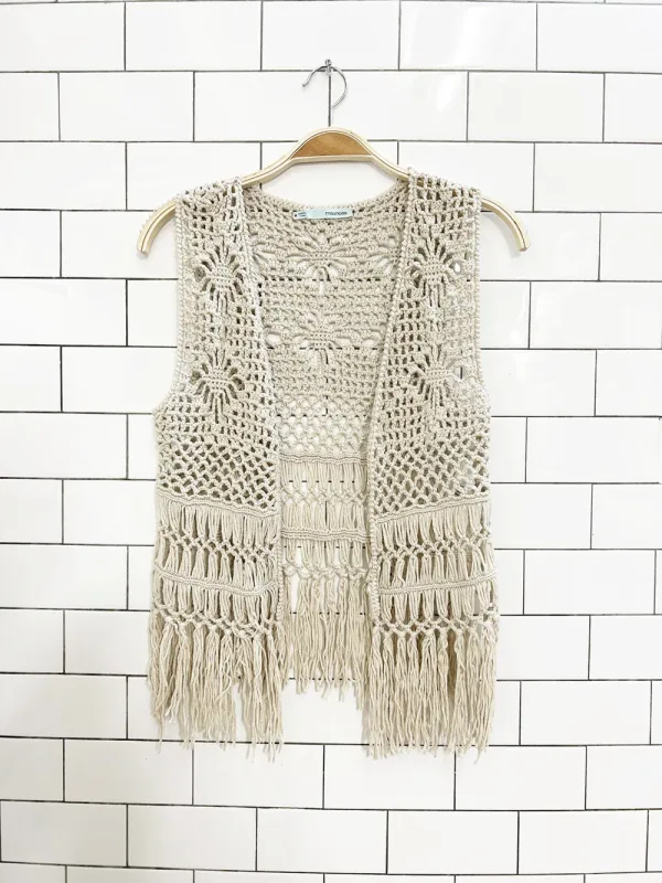 maurices boho crochet fringe vest sold by Good Market Thrift Store