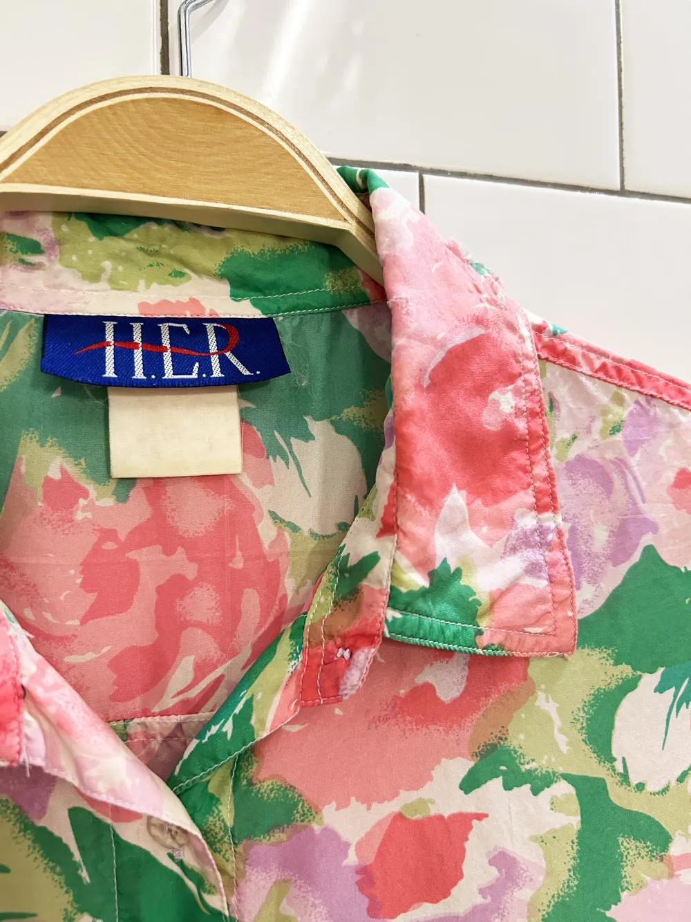 vintage 90s HER silk floral blouse sold by Good Market Thrift Store product image thumbnail 2