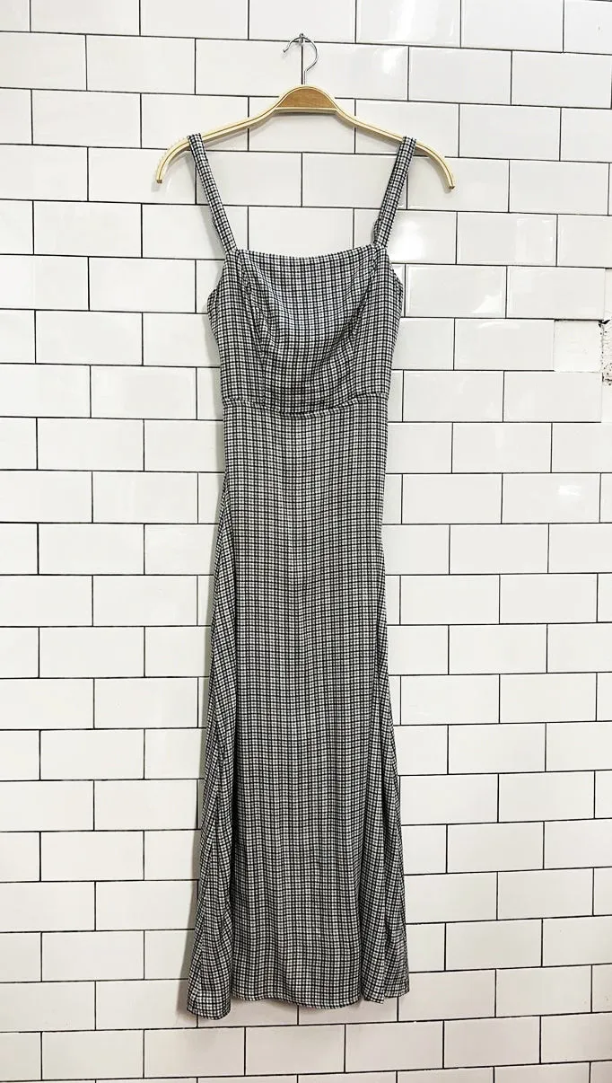 UO layla check straight-neck tie-back midi dress sold by Good Market Thrift Store