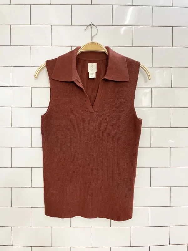 joie cotton-blend sleeveless knit polo sold by Good Market Thrift Store