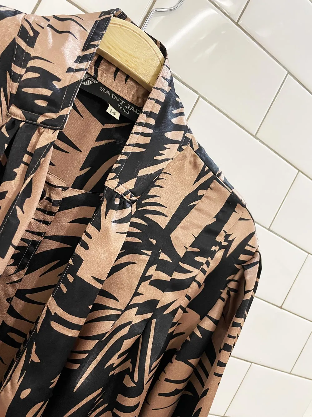 vintage 80s saint-jacques paris satin balloon sleeve blouse sold by Good Market Thrift Store product image thumbnail 2