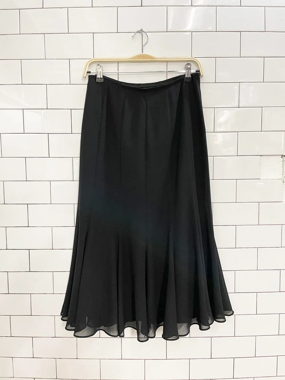vintage 90s joseph ribkoff chiffon tulip hem midi skirt sold by Good Market Thrift Store