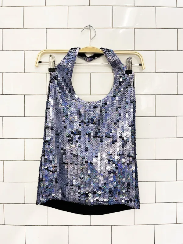 Y2k 00s Bebe Bedazzled Sequin Halter Top - M | Parallel