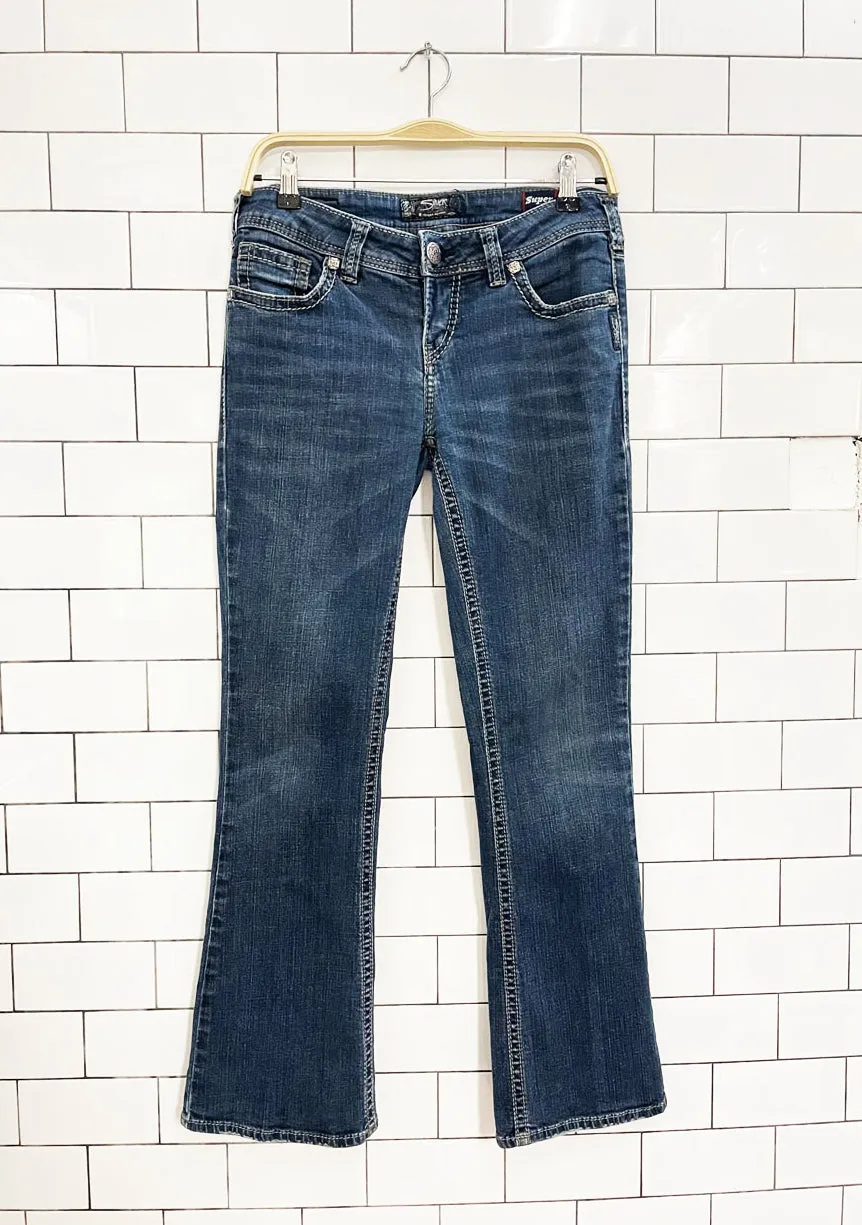 y2k silver aiko super stretch bootcut jeans sold by Good Market Thrift Store product image thumbnail 3