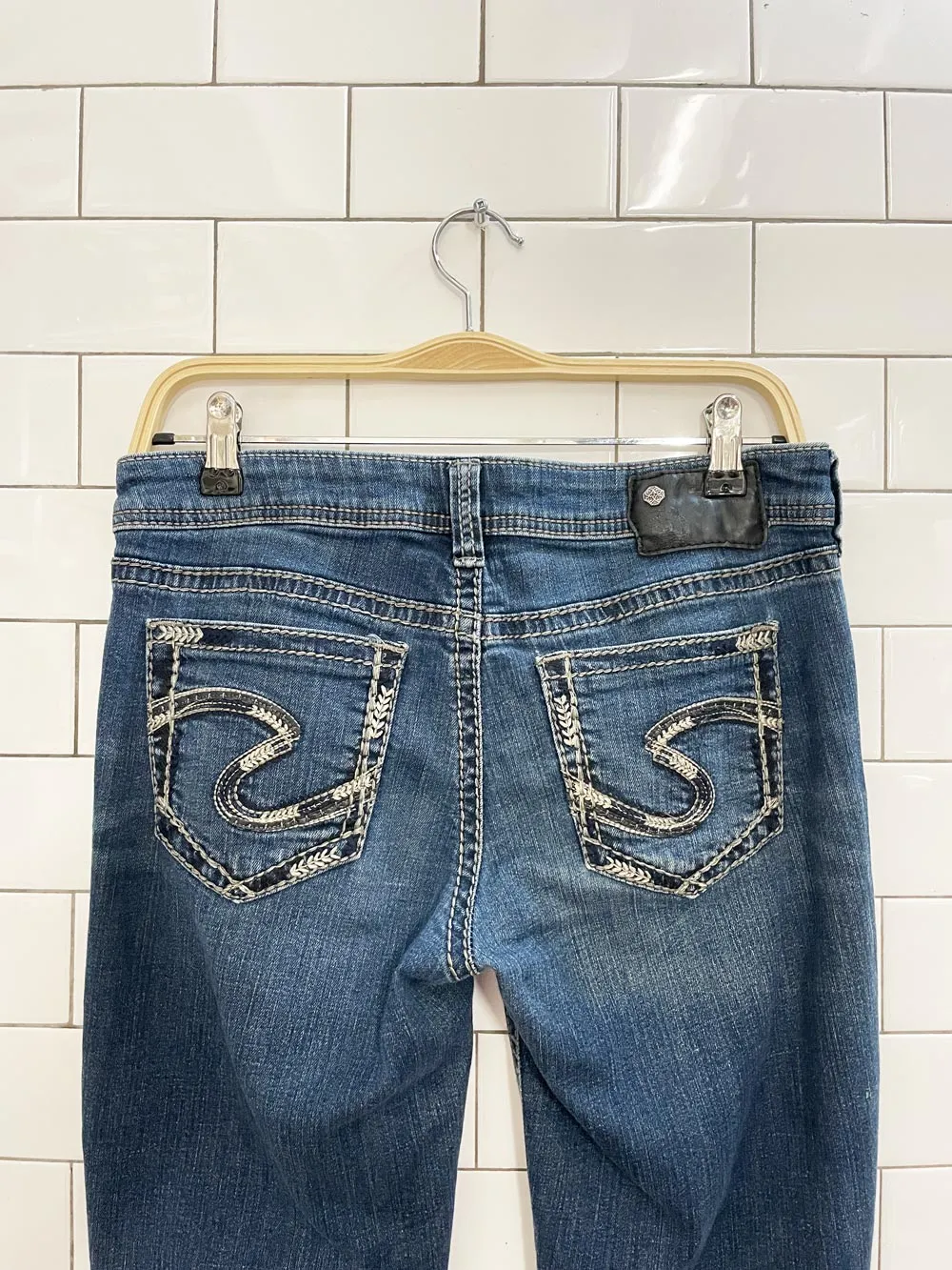 y2k silver aiko super stretch bootcut jeans sold by Good Market Thrift Store