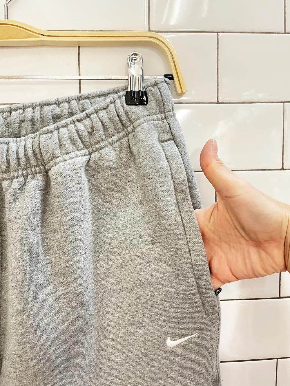 nike minimal swoosh grey joggers sold by Good Market Thrift Store product image thumbnail 3