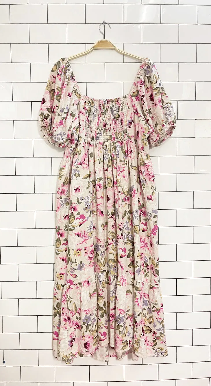 reitmans x the birds papaya linen-blend floral midi dress sold by Good Market Thrift Store product image thumbnail 4