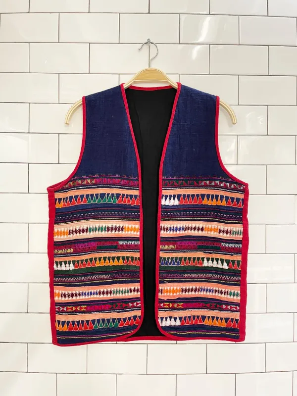 vintage handmade boho woven open vest sold by Good Market Thrift Store