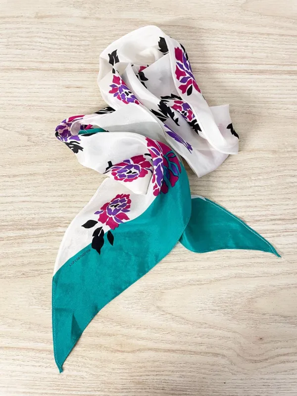 vintage 80s liz claiborne silk hair / neck scarf sold by Good Market Thrift Store