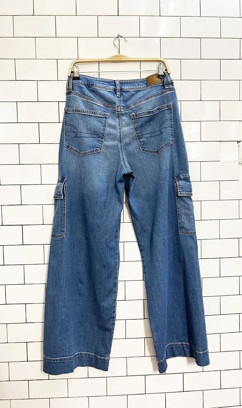 ae stretch super high-rise wide leg cargo jeans sold by Good Market Thrift Store product image thumbnail 4