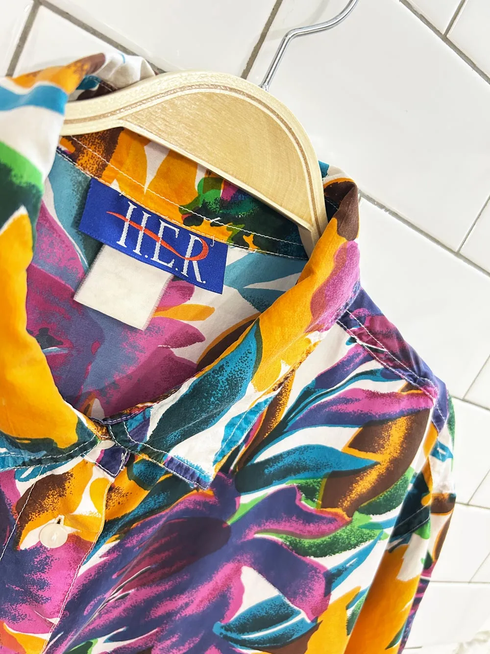 vintage 90s HER 100% silk floral blouse sold by Good Market Thrift Store product image thumbnail 2