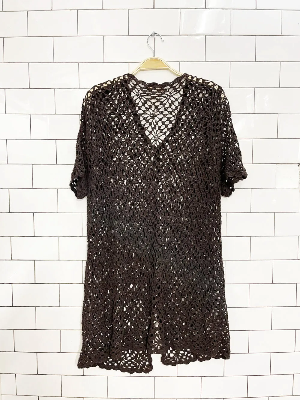 vintage 00s NR crochet knit cardigan top sold by Good Market Thrift Store product image thumbnail 4