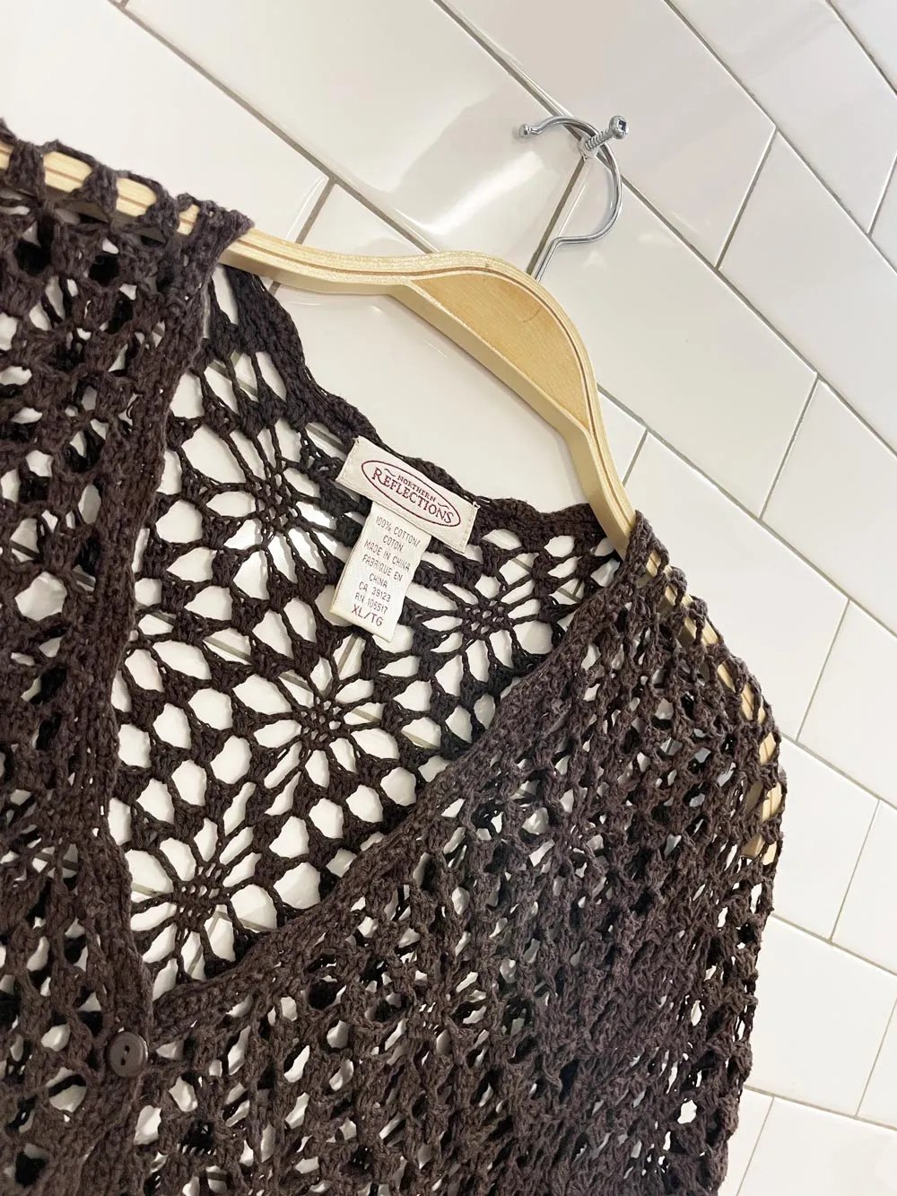 vintage 00s NR crochet knit cardigan top sold by Good Market Thrift Store product image thumbnail 2